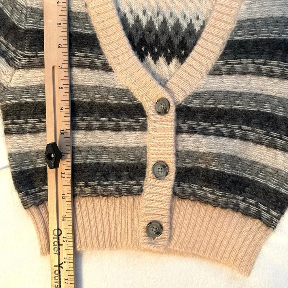 Wilfred Aritzia Striped Cadence Mohair Wool Cropped Cardigan Sweater XXS Womens